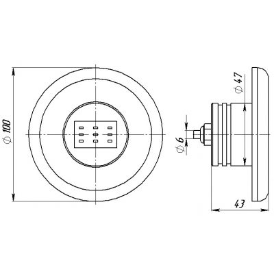 Прожектор 10 Вт RGB (AISI 316L) чертеж, схема Allpools