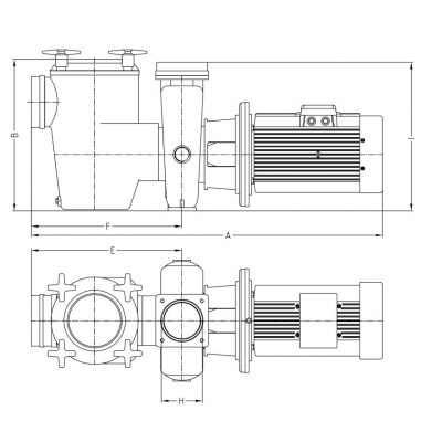 Насос Pahlen PT750 (111 м3/ч) с префильтром, 7,5 кВт, 380 В, бронза, 110 мм чертеж, схема Allpools