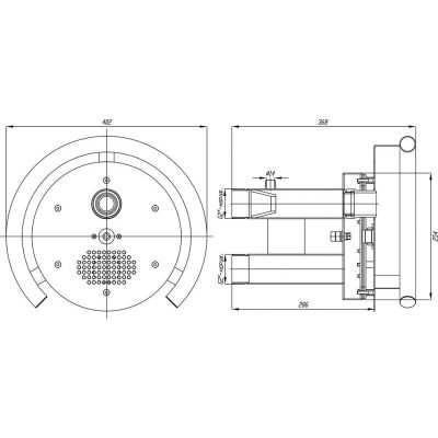 Противоток (закладная деталь с лицевой панелью и пневмокнопкой) 50 м3/час AISI-316 чертеж, схема Allpools