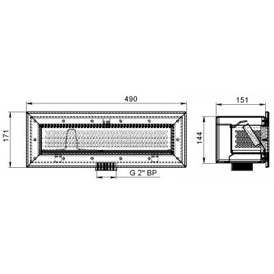 Скиммер щелевой с блоком автоматического долива (AISI 316 L) чертеж, схема Allpools