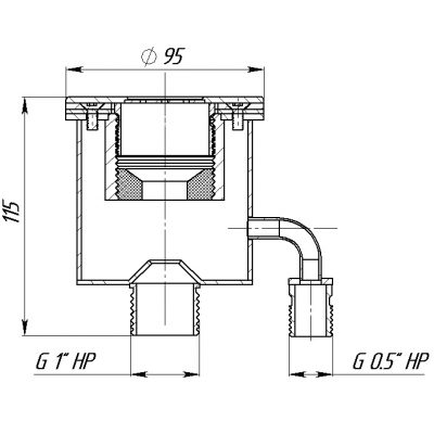 Гидромассажная форсунка Мини, мягкая (AISI 316L) чертеж, схема Allpools