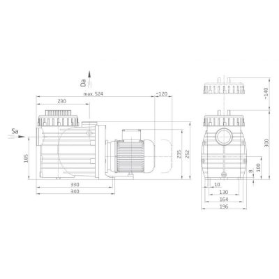 Насос BADU Magna  8, 1~ 230 В, 0,50/0,30 кВт чертеж, схема Allpools