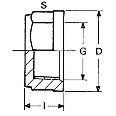 Заглушка ПВХ G=1/2" внутр.р. PN10 Plimat чертеж, схема Allpools