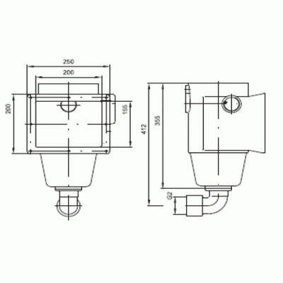 Скиммер 240 мм с 1 выходом, вн. р. 2", бронза чертеж, схема Allpools
