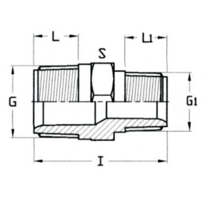 Ниппель редукционный двойной ПВХ G=2"x1 1/2" PN10 Plimat чертеж, схема Allpools