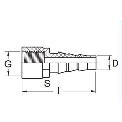 Штуцер ПВХ резьбовой конический d=1/4"x8 (8-10) внутр.р. PN10 Plimat чертеж, схема Allpools