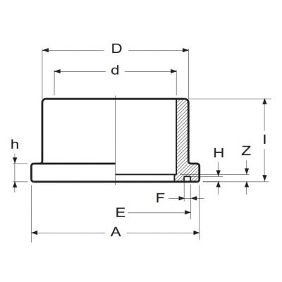Бурт ПВХ под фланец d=75 с уплотнением EPDM PN16 Plimat чертеж, схема Allpools