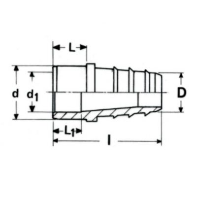 Штуцер ПВХ клеевой конический d=20x14 (12-17) Plimat чертеж, схема Allpools