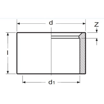 Редуктор короткий ПВХ d=20x10 PN16 Plimat чертеж, схема Allpools