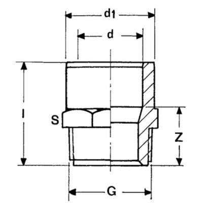 Ниппель ПВХ d=50x63x1 1/2" PN10 Plimat чертеж, схема Allpools
