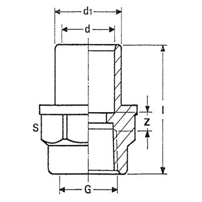 Муфта ПВХ d=50x63x2 1/2" внутр.р. PN10 Plimat чертеж, схема Allpools
