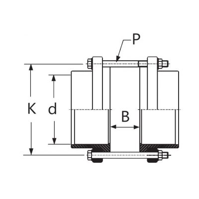 Фланцевое соединение ПВХ d=75 в сборе с болтами М16Х140 PN16 Plimat чертеж, схема Allpools