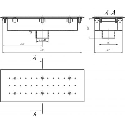 Гейзер прямоугольный 140*400 пленка (AISI 316) чертеж, схема Allpools