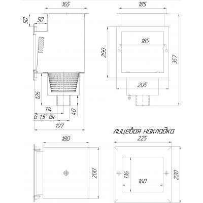 Скиммер 15 м2 плитка (AISI 304) чертеж, схема Allpools