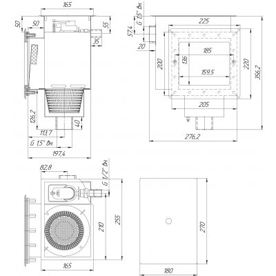 Скиммер 15 м2 с автодоливом и переливом, пленка (AISI 304) чертеж, схема Allpools