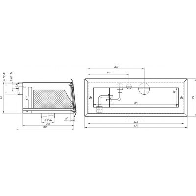 Скиммер 25 м2 с узкой горл., выдвижной корзиной, геркон. датч-ми и блоком упр., наклонный (AISI 304) чертеж, схема Allpools