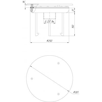 Водозабор с антивихр. крышкой Ø250 (внутр. 2,5") пленка (AISI 304) чертеж, схема Allpools