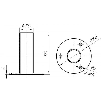 Стакан для крепления лестниц D39,5 мм (AISI 304) чертеж, схема Allpools