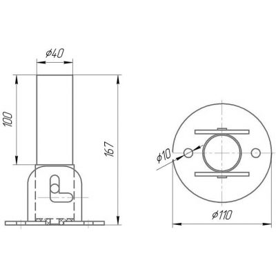 Кронштейн для лестницы, откидной (AISI 304) чертеж, схема Allpools