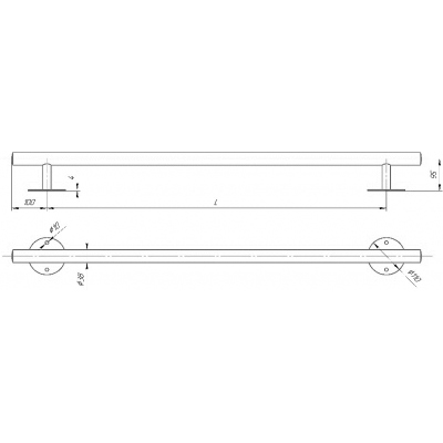 Поручень прямой 2,5 м (AISI 304) чертеж, схема Allpools