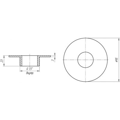 Закладная форсунка для подключения пылесоса (плитка) (AISI 304) чертеж, схема Allpools