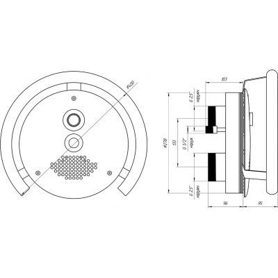 Противоток (закладная+панель лицевая) 50 м3/ч с пневмокнопкой (AISI 304) чертеж, схема Allpools