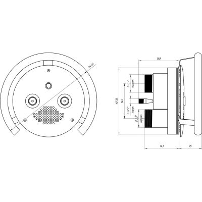 Противоток (закладная+панель лицевая) 75 м3/ч с сенсорной кнопкой и блоком управления (AISI 304) чертеж, схема Allpools