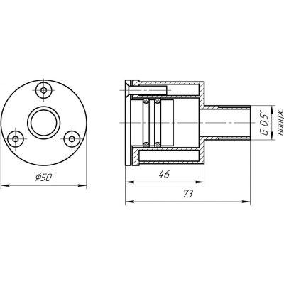 Пьезокнопка с закладной и блоком управления D50 мм (AISI 316) чертеж, схема Allpools