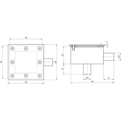 Распаячный короб герметичный (AISI 304) чертеж, схема Allpools
