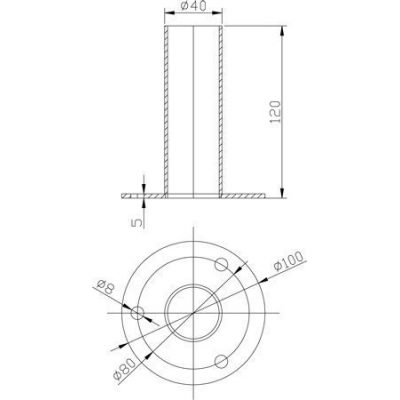Стакан для крепления перил (д. 39,5мм) чертеж, схема Allpools