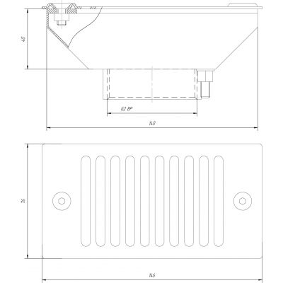 Слив переливного лотка (плитка) (AISI 316) чертеж, схема Allpools