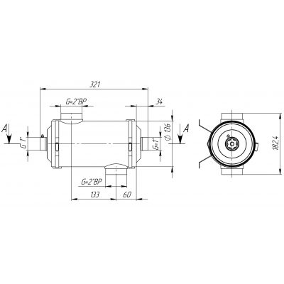 Теплообменник 28 кВт (трубчатый) чертеж, схема Allpools