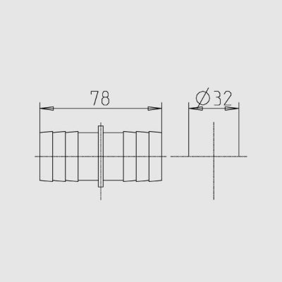 Муфта-гребенка соединительная для шланга 32/32 мм чертеж, схема Allpools
