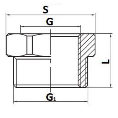 Футорка латунная 1 1/4"НРх1/2"ВР, STOUT чертеж, схема Allpools