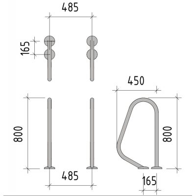 Поручень для лестницы Evo Step Split, с накладками, 1 шт., AISI 304 чертеж, схема Allpools