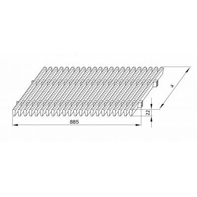 Решетка переливного лотка EMCO 760/22, 201-299 мм, желтая чертеж, схема Allpools