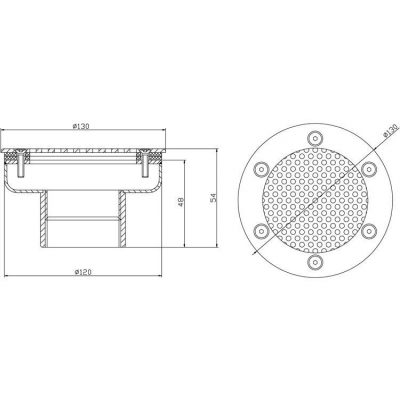Водозабор сетчатый д. 120  2" (внутр.) (пленка), AISI-316 чертеж, схема Allpools