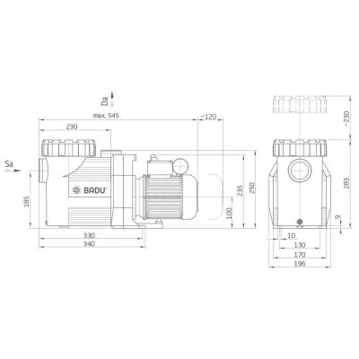 Насос Evo Prime  7, 3~ Y/∆ 400/230 В, 0,44/0,30 кВт, черный чертеж, схема Allpools