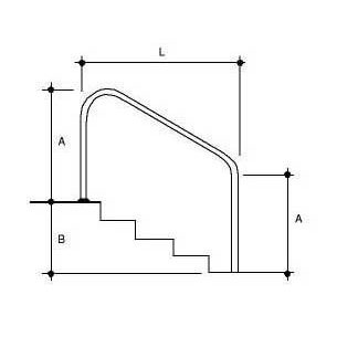 Поручень римской лестницы 1524 мм, в комплекте с крепежом чертеж, схема Allpools