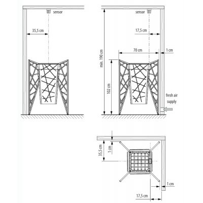 Печь для сауны EOS Structure, 1020 x 700 x 700 мм, 400 В 3N AC, 6,0 кВт, антрацит чертеж, схема Allpools