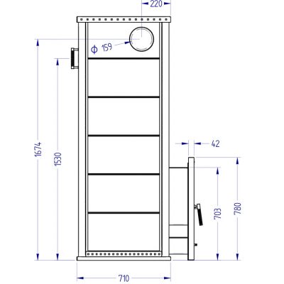 Дровяная печь для бани KLOVER RT 50-RV "Дерево", 40 кВт, для парной 30-50 м3, талькомагнезит чертеж, схема Allpools