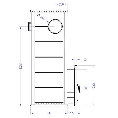 Дровяная печь для бани KLOVER RT 100-RV Design 01, 80 кВт, для парной 50-100 м3, талькомагнезит чертеж, схема Allpools