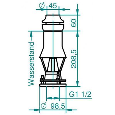 Форсунки фонтана SpringFit Гейзер 40, 1 ½", Ø 45 мм, бронза чертеж, схема Allpools