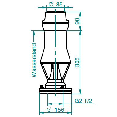 Форсунки фонтана SpringFit Гейзер 80, 2 ½", Ø 85 мм, бронза чертеж, схема Allpools