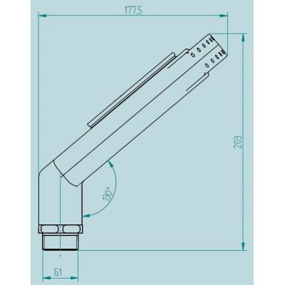Форсунка фонтанная SpringFit Finger 25-4, 1", Ø 4 мм, 60°, бронза чертеж, схема Allpools