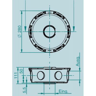 Водораспределитель SpringFit, 2½", 6 x 1", Ø 250 мм, бронза чертеж, схема Allpools