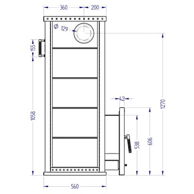 Газовая печь KLOVER RT 20-RV 310S Design 04, 16 кВт, для парной 8-22 м3, талькомагнезит чертеж, схема Allpools