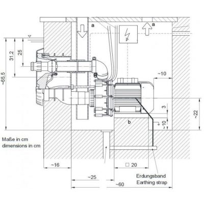 Противоток Badu Jet Smart 2,2 кВт, 400/230 В, 45 м³/ч чертеж, схема Allpools
