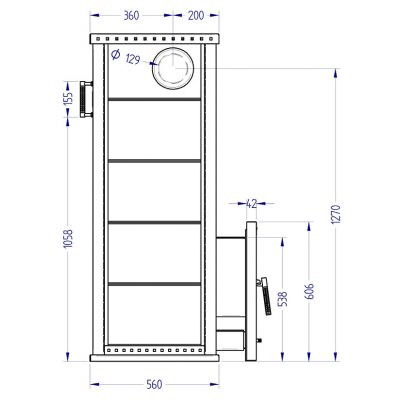 Газовая печь KLOVER RT 20-RV 310S Design 10, 16 кВт, для парной 8-22 м3, талькомагнезит чертеж, схема Allpools