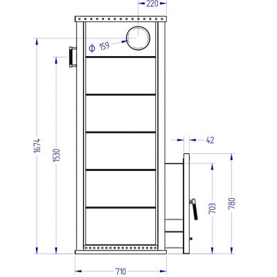 Газовая печь KLOVER RT 50-RV 310S Design 10, 40 кВт, для парной 30-50 м3, талькомагнезит чертеж, схема Allpools